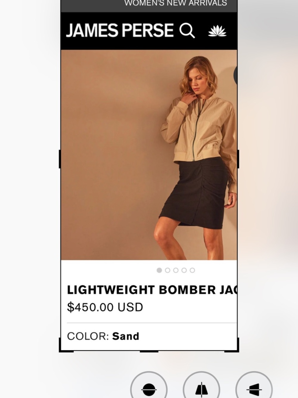 James Perse Sand Lightweight Bomber Jacket